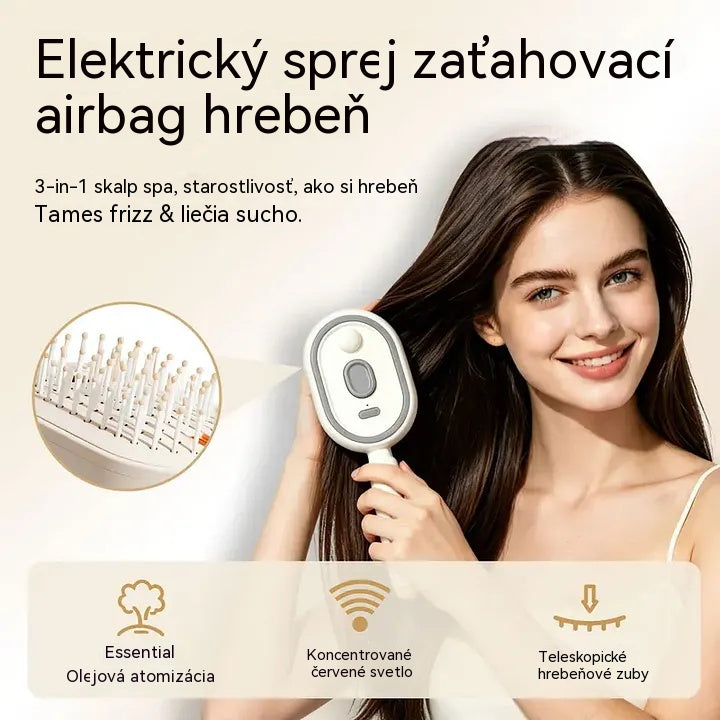 💥【Zľavy na nové produkty】✅Elektrická hmlová masážna kefa - bezbolestne rozčesáva zamotané vlasy bez ťahania a pomáha predchádzať ich lámaniu.