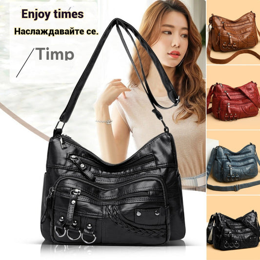 💥【Промоция с ограничено време】👜 Нова дамска чанта през рамо от мека кожа с голям капацитет, удобна за ежедневно носене, стилна и функционална