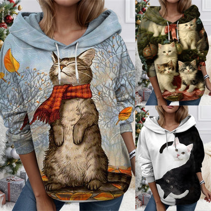 🎃🎄【Božićni limitirani model】【S-3XL】🐱 Ženska majica s 3D printom motiva mačke i životinje – Luksuzna, mekana i topla, idealna za zimu.