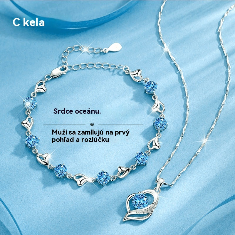 ✨✨【Kúp 1, 1 dostaneš zadarmo】💎💎Sada náramku a náhrdelníka zo striebra 925 Srdce oceánu 