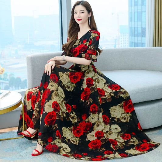 【M-4XL】👗2025 nou temperament de gheață de mătase mare rochie fusta 