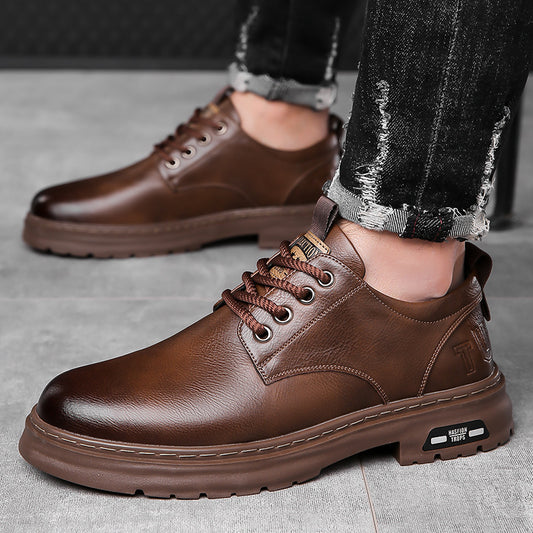 🏆【39-44】Zapatillas de cuero cosidas a mano para hombre – Cuero genuino de alta calidad, diseño cómodo y suela de goma resistente para el uso diario