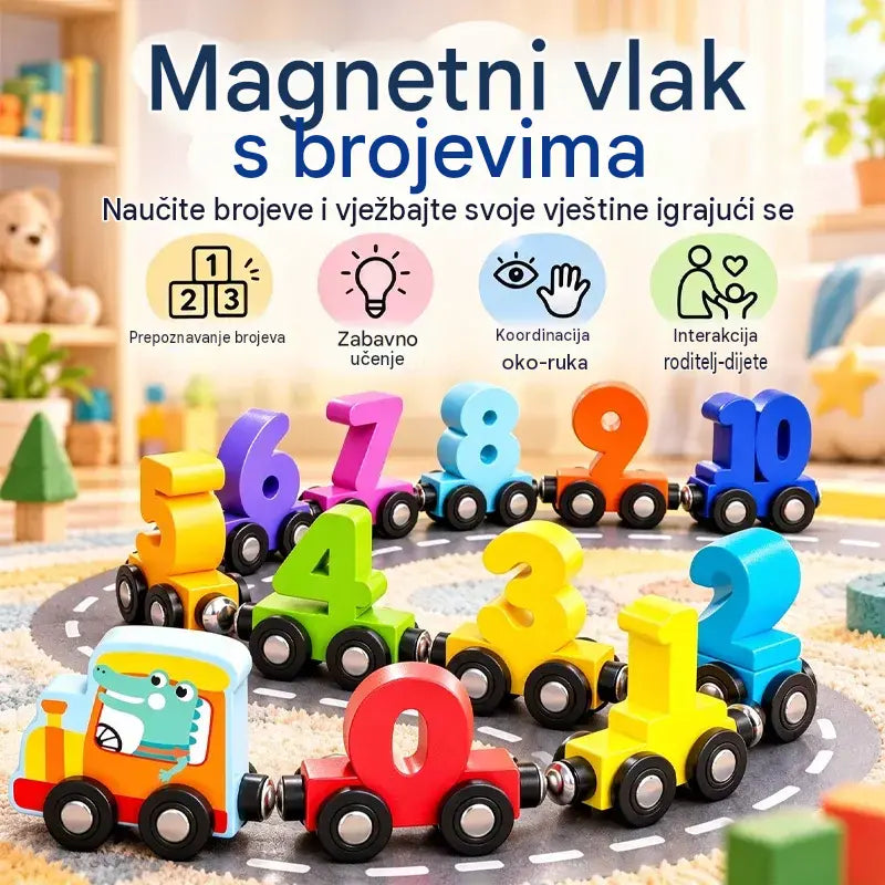 🔥Kupite 1, dobijte 1 gratis🔥2 kompleta 🚂 Dječji magnetski vlak s brojevima | Edukativna i zabavna igračka za slaganje