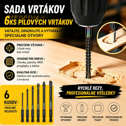 🛠️🔧 (6 kusov) Špirálové vrtáky z rýchloreznej ocele s titánovým povlakom 2 v 1 – šesťhranná stopka, vhodné na vŕtanie a drážkovanie dreva a kovu 🔩