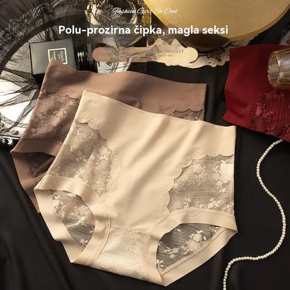 【5-dielna sada】【40-80 kg】Dámske vysoko elastické bezšvové čipkované nohavičky na kontrolu bruška, tvarovanie a zdvíhanie zadku – jeden kus od každej farby