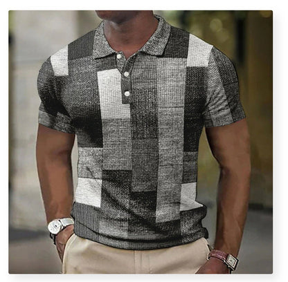 💥👕【Nové, horúce výpredaje】【S-5XL】Pánske ležérne polo tričko s geometrickým vzorom 2026