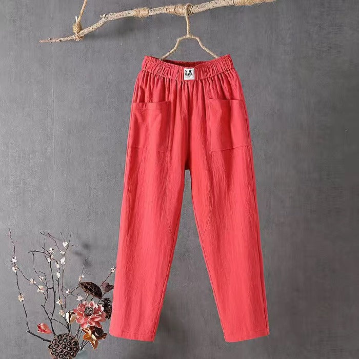 😍【50% zľava】✨👖 Novinka 2026 – Dámske voľné a pohodlné bavlneno-lanové nohavice, jednoduché a univerzálne, nevyhnutný kúsok do šatníka.