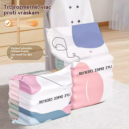 🧳【5-dielna sada】💨 Veľké, stlačiteľné vákuové úložné vrecko: nevyžaduje pumpičku, je nepriepustné a ideálne na úsporu miesta v kufri a doma ✈️