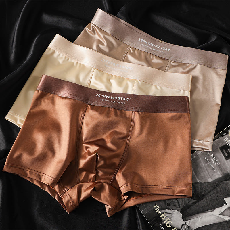 🔥😎【50% de descuento】Boxers antibacterianos para hombre con refuerzo de entrepierna, transpirables, suaves, sin costuras, de seda helada, ropa interior satinada de lujo.