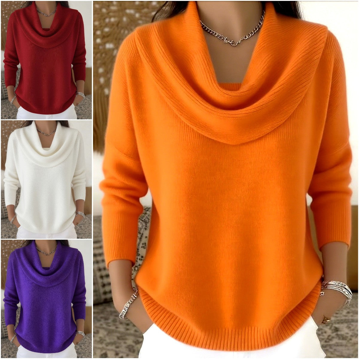 🔥【Kúp 1 a 1 zadarmo】Nový elegantný jednofarebný sveter s dlhým rukávom na jeseň/zimu 2025 – Pohodlie, štýl a teplo na chladné dni