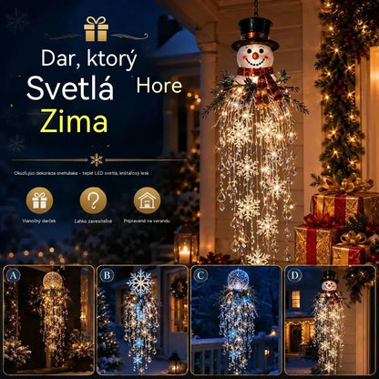 🔥 Dnes zľava 50 % 🎅 Závesná vianočná vločka s kryštálmi a LED svetlom | Čarovná žiara na verandu ✨