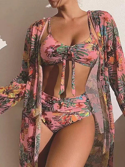 ☀️【50% zľava】👙【S-2XL】Nová trojdielna letná plavková súprava 2026 - štýlový kvetinový vzor, pohodlný, priedušný, rýchloschnúci a chráni pred slnkom.
