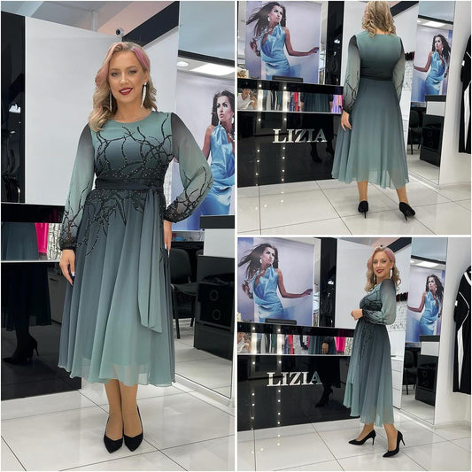 👗✨【S-5XL】Fusta de șifon de lux vopsită cu strasuri de toamnă în număr 
