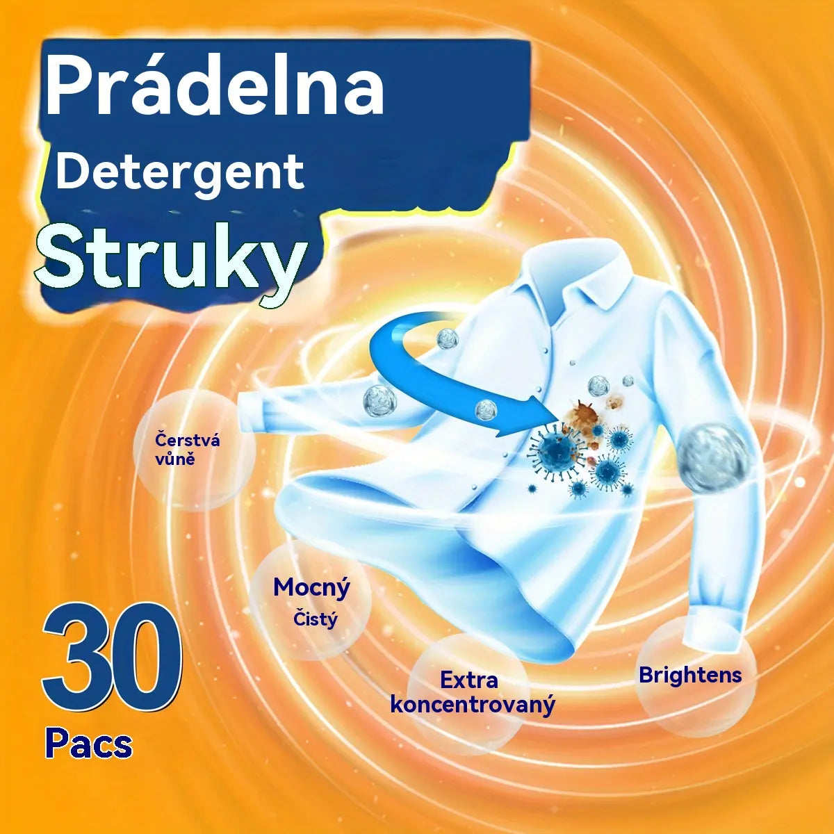 ✨👚 [30 kusov] ✨ Extra veľké balenie: 6 voňavých pracích kapsúl v 1 – odstraňovanie škvŕn a dlhotrvajúca vôňa