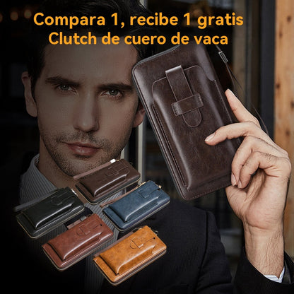 💼【Compra 1, llévate 1 gratis】Cartera multifuncional para hombre de cuero genuino hecha a mano de nuevo estilo