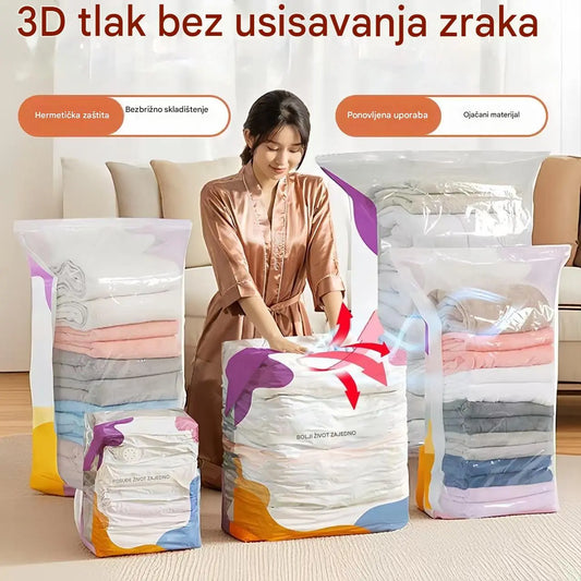 🧳【Ojačani set od 5 dijelova】💨 Samokompresirajuće vakuumske vrećice za pohranu, za višekratnu upotrebu