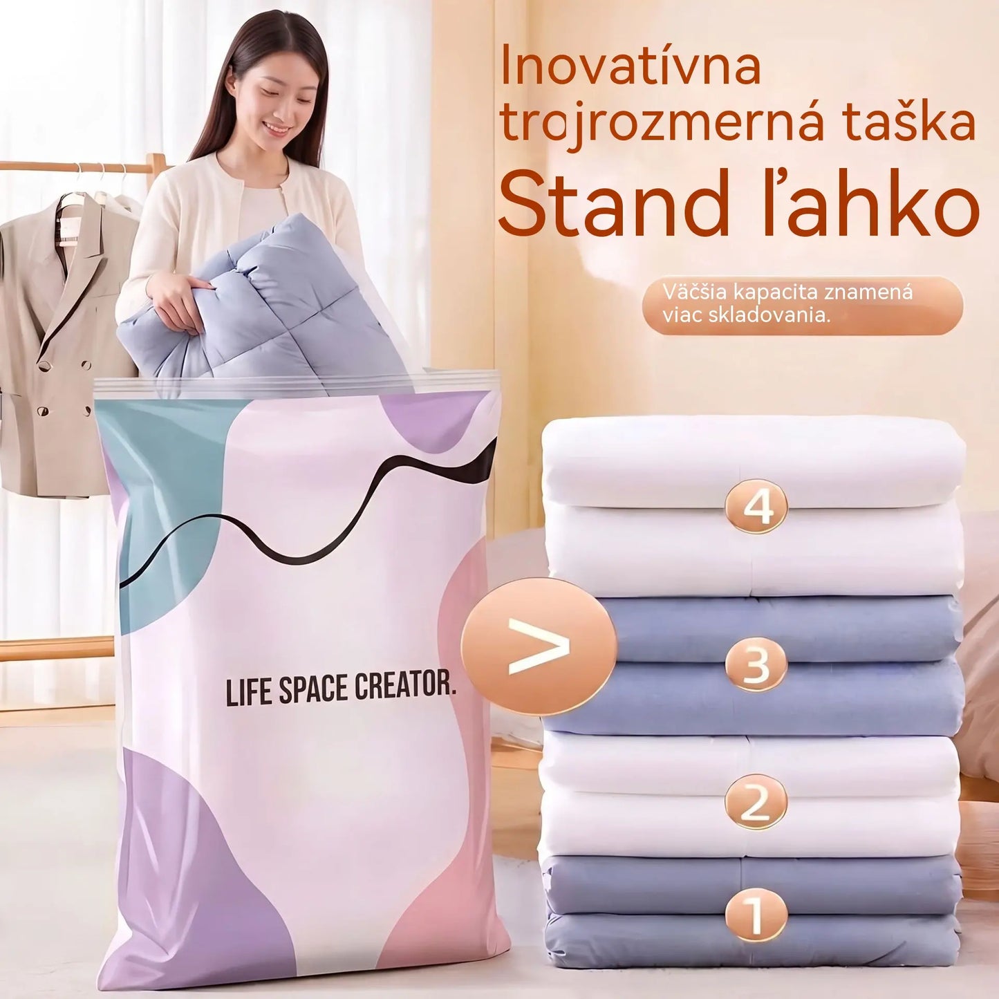 🧳💨 Veľké stlačiteľné vákuové úložné vrecká: Nie je potrebné žiadne vzduchové čerpadlo, nepriepustné, ideálne na úsporu miesta v kufri a doma ✈️