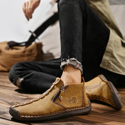 👞💥【38-48】Nowość Zima 2025: Męskie Botki Martensy z Wyściółką Futerkiem i Zamek Błyskawiczny – Ciepłe, Wygodne i Stylowe na Zimowe Dni!