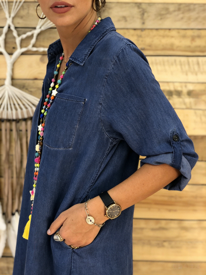 🔥👗【50% zľava】 Moderné džínsové šaty s voľným strihom – maximálne pohodlie, lichotivý efekt a ideálne na každý deň