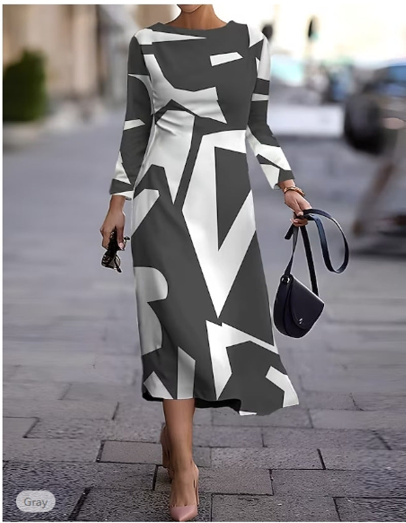 💥 【Najpredávanejšie】🍂👗 Jesenno-zimné šaty s geometrickou potlačou, módne a všestranné, teplé a pohodlné