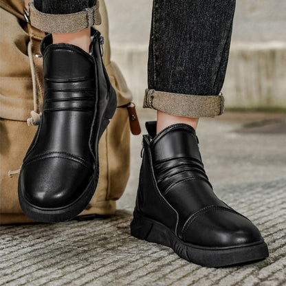 🔥💥【39-44】Stylowe męskie skórzane botki z polarową wyściółką – Modne i wygodne, idealne na zimowe dni