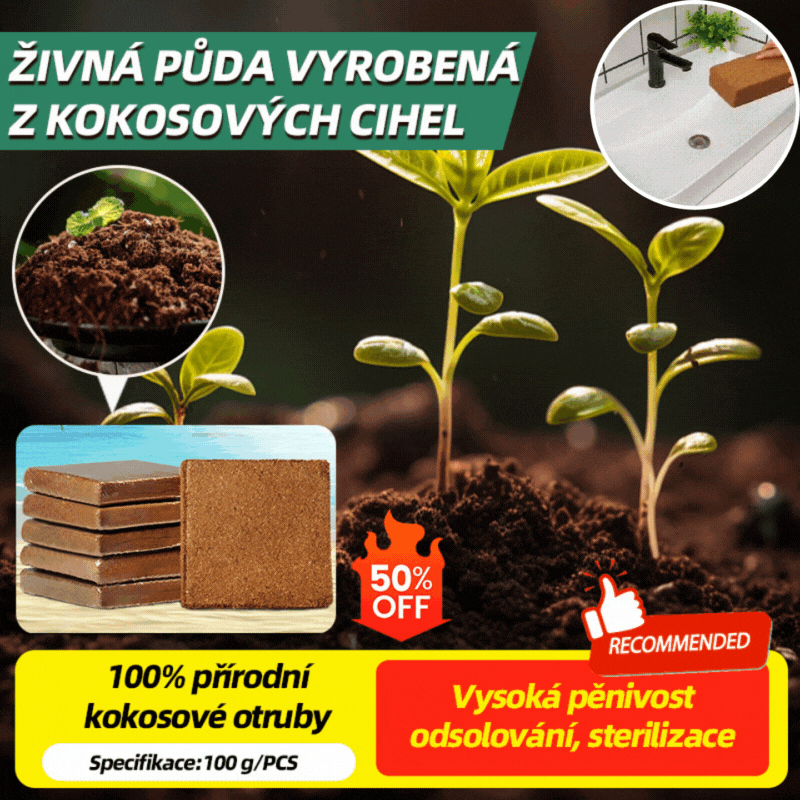 🔥🔥【3ks】Výživná kokosová tehlová pôda - lisovaný kokosový substrát s vysokou výživou pre zdravý rast rastlín, ideálny substrát pre kvety, sukulenty a sadenice