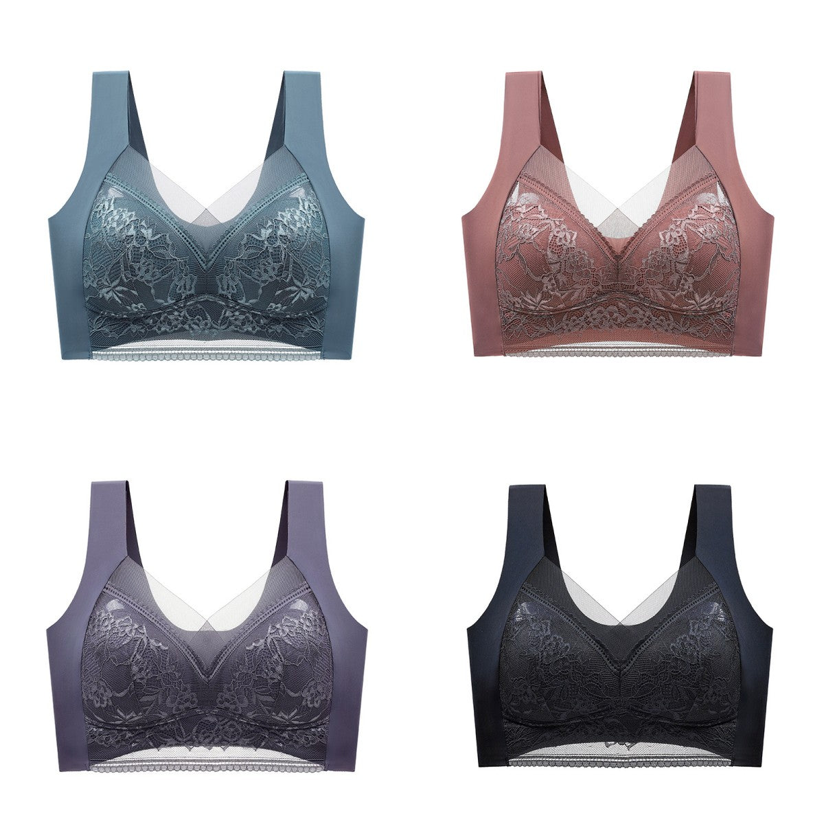 🔥【Гореща разпродажба】Гореща разпродажба👙【40-110 кг】Удобен безшевен дантелен сутиен