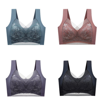 🔥【Гореща разпродажба】Гореща разпродажба👙【40-110 кг】Удобен безшевен дантелен сутиен