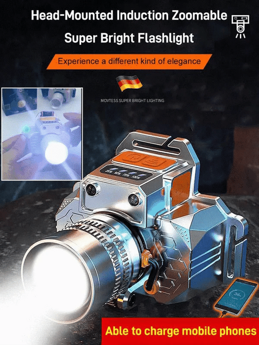 🔦Ultra jasná batéria so senzorom na hlave, uvoľňuje ruky, ultra dlhá denná doba svietenia 