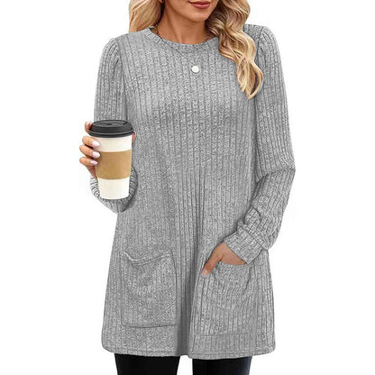 🌸💟【Časovo obmedzená zľava】🔥【M-5XL】Nové jesenné/zimné tričko s okrúhlym výstrihom