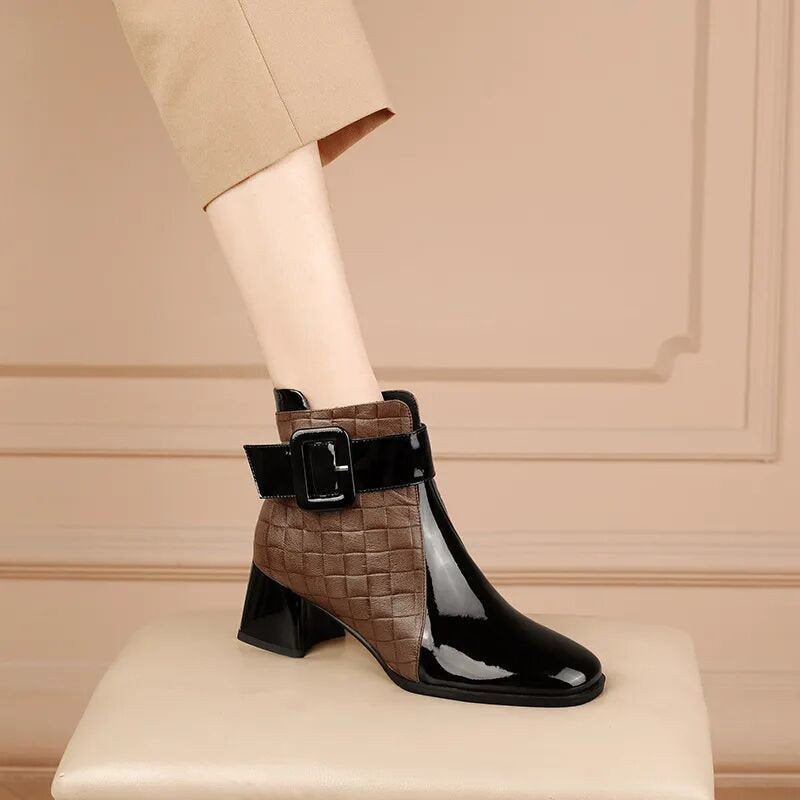 🔥【35-40】🔥Teraz -40%, idealne na jesień i zimę! Eleganckie botki damskie z naturalnej skóry owczej – modne, ciepłe i ręcznie wykonane!