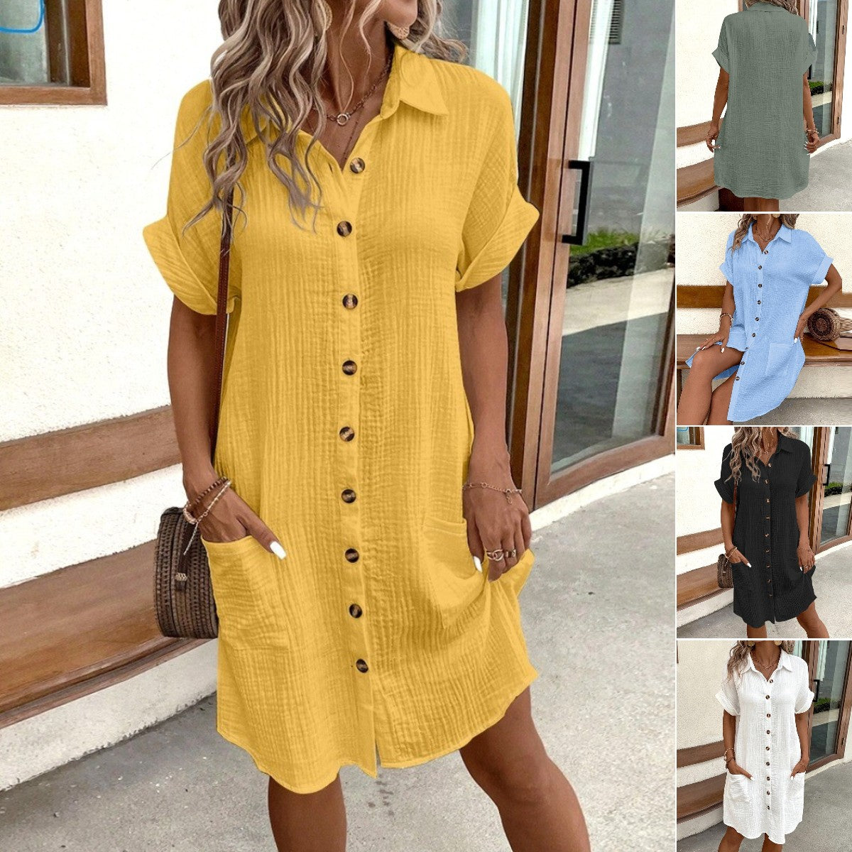 🎁💕【Jarný nový produkt】2026 bavlnené a ľanové šaty s krátkym rukávom, ľahké a priedušné