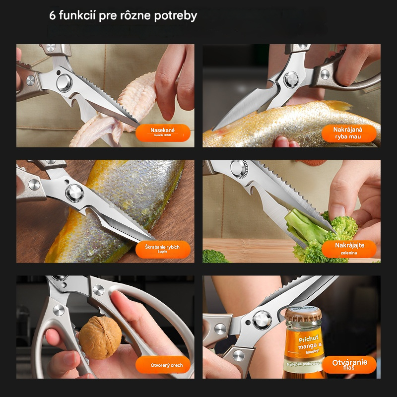 🔥Nové vylepšenie🍖 Multifunkčné, vysoko výkonné kuchynské nožnice - ergonomická protišmyková rukoväť pre bezpečné a pohodlné držanie. ✂️👨‍🍳