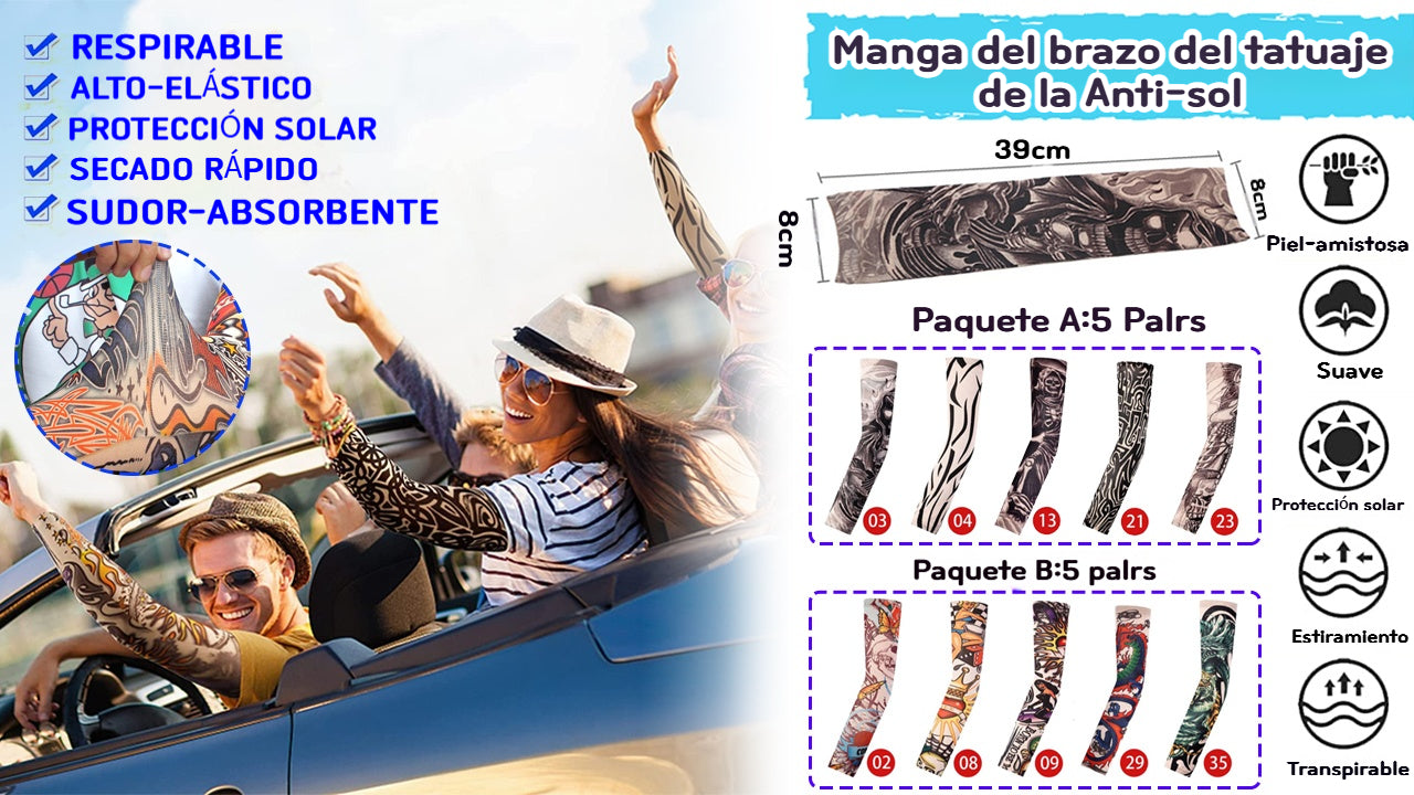 🏍️💥【Compra tres y llévate tres gratis】😎Cubierta del brazo del tatuaje de protección solar