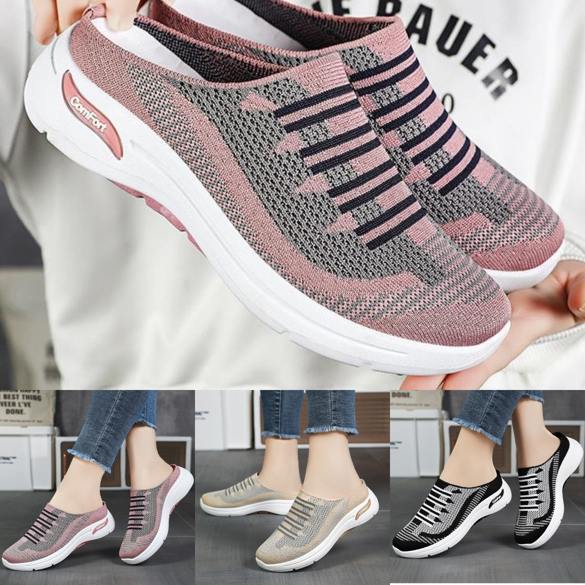 👟【36-41】🔥Pohodlné dámske slip-on topánky - Elastický dizajn bez šnúrok – jednoduché obúvanie a perfektné prispôsobenie chodidlu.