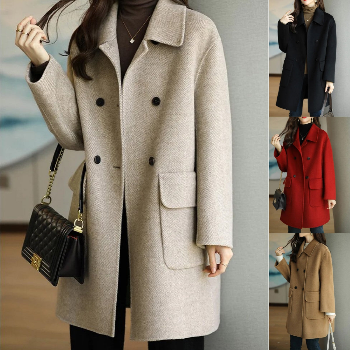 ✨🍂【Jesenná novinka🔥】【M-3XL】Nový, moderný a univerzálny obojstranný kabát z kašmíru a vlny – mäkký, hrejivý a elegantný na jeseň a zimu