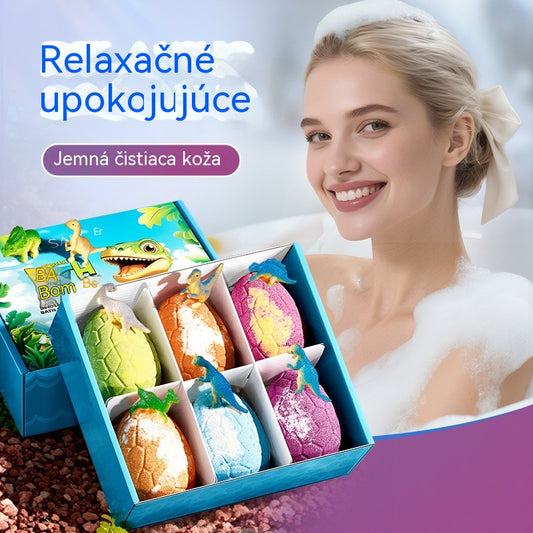 💦【50% zľava】🔮Sada guľôčok so soľou do kúpeľa v tvare dinosaurieho vajíčka, dlhotrvajúca voňavá čistiaca soľ do kúpeľa - každá bomba skrýva inú dinosauří hračku【6 guľôčok】