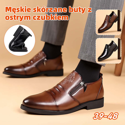 💥👞Zniżka na Nowe Produkty【39-48】Męskie Buty Skórzane z Wzorem Lwa – Eleganckie, Nowoczesne i Idealne na Unikalny Styl