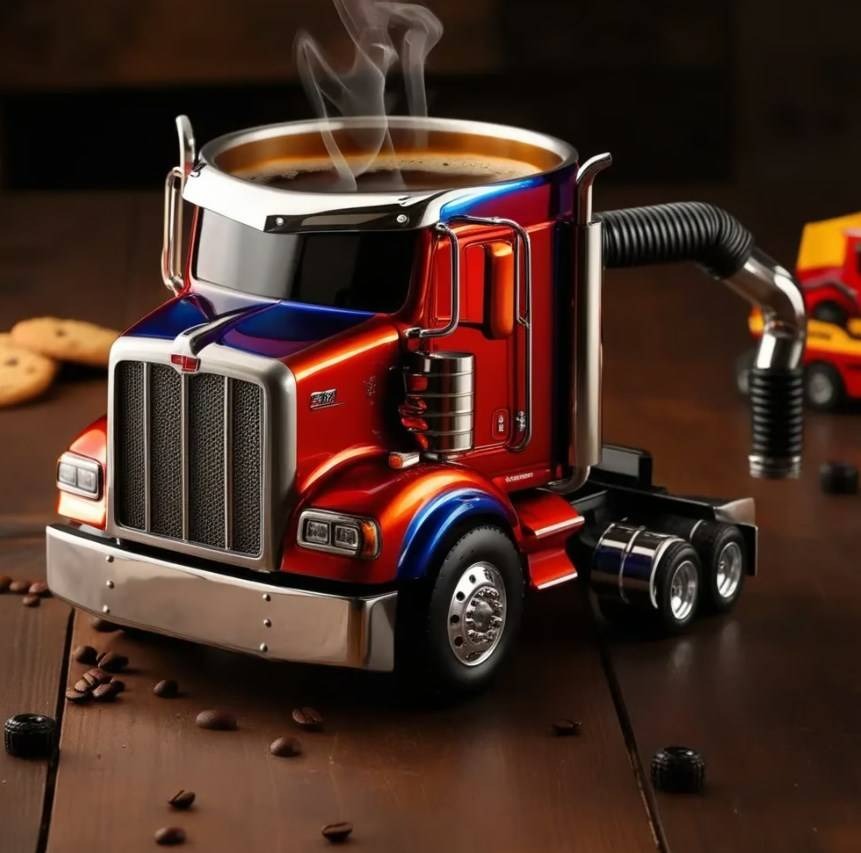 🚛 Taza de café hecha a mano en forma de camión
