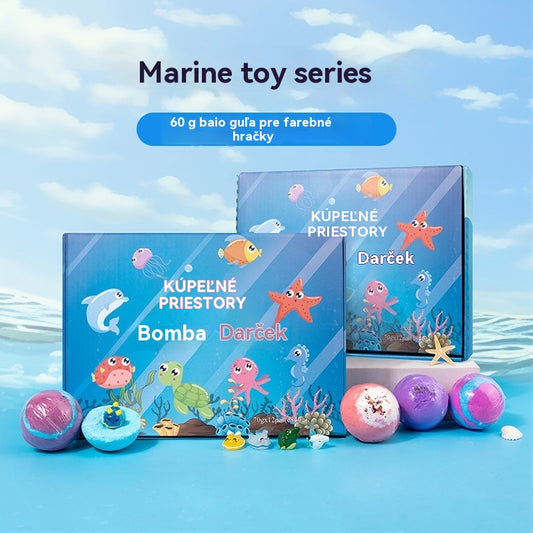 🎁【50% zľava】🔮Sada 12 guľôčok so soľou do kúpeľa v tvare morských živočíchov (60 g každá), vhodné pre deti, vstavané prekvapujúce hračky