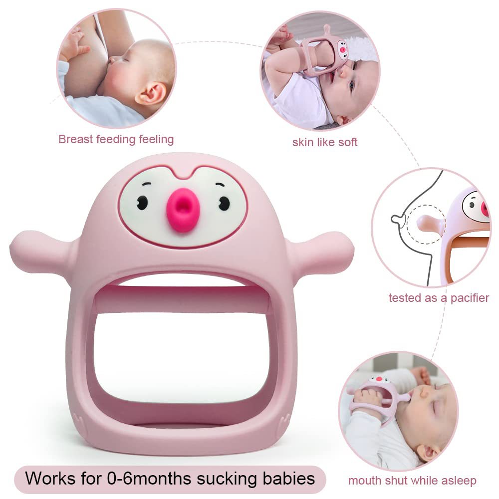 💝👼🍼 Silikonska grickalica za bebe od 0 do 12 mjeseci – Sigurna, netoksična, umirujuća za rast zubića, silikonski cucl na ruci za dojeće bebe!