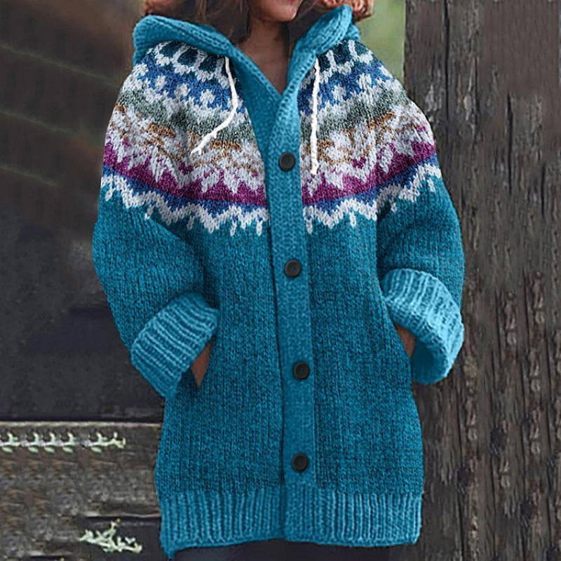 🔥🎅【Świąteczna edycja specjalna】🎄【S~5XL】✨ 2025 jesień/zima nowa elegancja: ciepła damska kurtka z kapturem w kolorze, retro styl i plecione detale