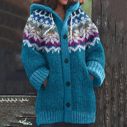 🔥🎅【Świąteczna edycja specjalna】🎄【S~5XL】✨ 2025 jesień/zima nowa elegancja: ciepła damska kurtka z kapturem w kolorze, retro styl i plecione detale