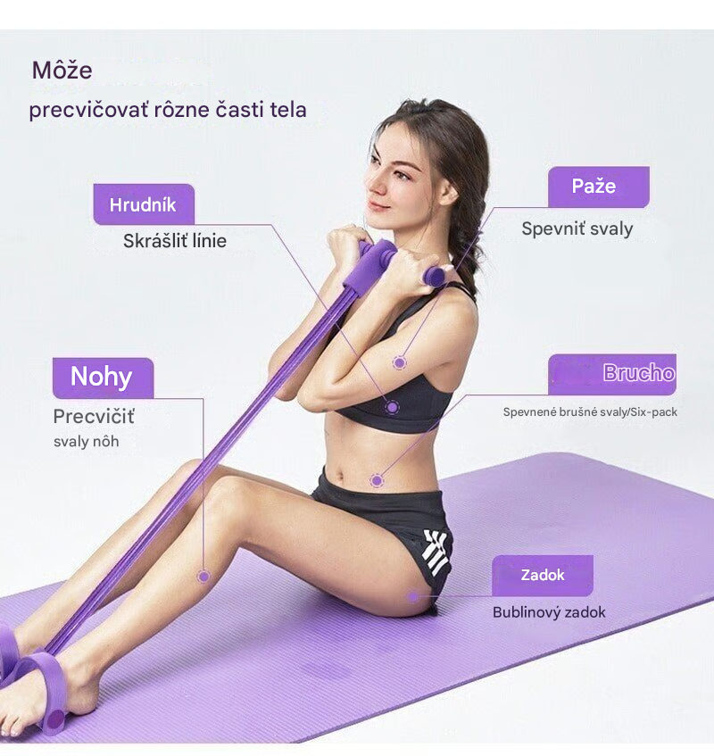 💜 POSLEDNÁ PONUKA - 50% ZĽAVA💜 Vybavenie na posilňovanie brušných svalov, posilňovacia guma s nožnými opierkami, ideálna na brucho, ruky aj nohy