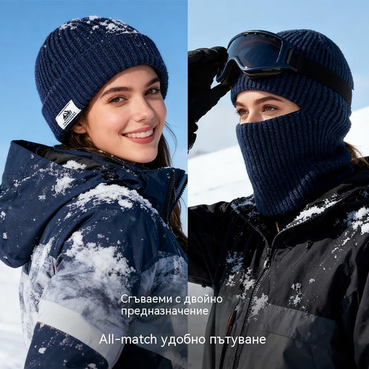 ❄️ Топла зимна плетена вълнена шапка – Вятърозащитна, подходяща за колоездене и каране на ски, универсален размер, гарантирана топлина и комфорт