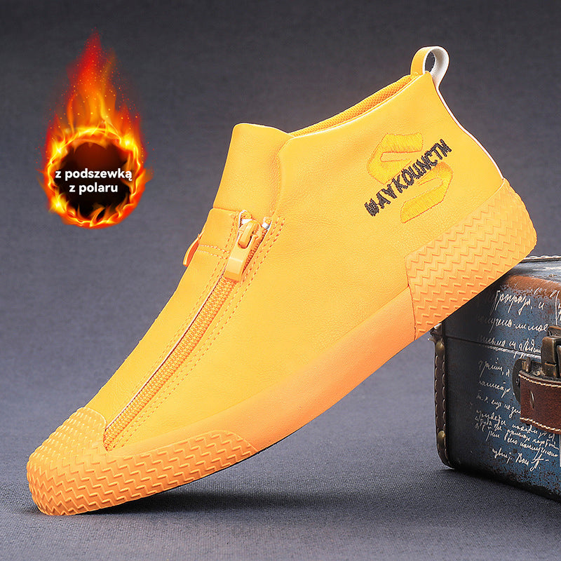 👞【39-44】Męskie ocieplane botki skórzane z zamkiem błyskawicznym – Wygodne, ciepłe i modne obuwie na zimę, idealne do codziennego użytku i na chłodniejsze dni!