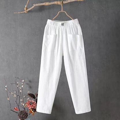 😍【50% zľava】✨👖 Novinka 2026 – Dámske voľné a pohodlné bavlneno-lanové nohavice, jednoduché a univerzálne, nevyhnutný kúsok do šatníka.