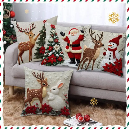 🔥【Súprava 4 kusov】🎅Vianočná ponuka – zľava 50%🎄Vankúše s vianočným motívom