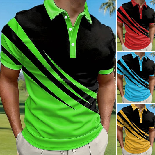 🔥【50% zľava】👕【S-6XL】Nové letné pánske pruhované športové tričko POLO s 3D potlačou, priedušné a pohodlné, voľný strih.