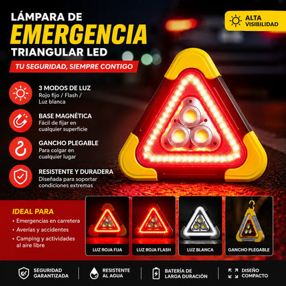 Luz de advertencia triangular solar de emergencia tres en uno